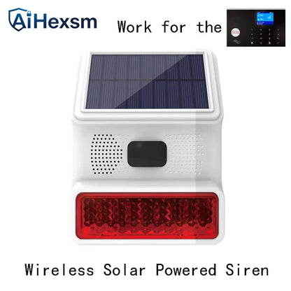 Smart Home Solar powered siren Tuya WIFI GSM Alarm System Wireless Smart Life APP 433MHz Safe Security Gap PIR Motion with Alexa