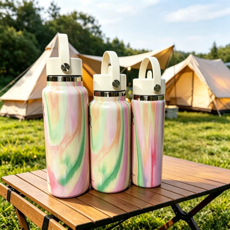 Camping Water Bottle, 20 oz, 32 oz, 40 oz Vacuum Insulated Travel Mug, Portable Straw Car Cup, High-Quality Women's Holiday Gift