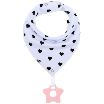 Baby cotton feeding bibs: Multi-functional triangular drool pads with teething toy—skin-friendly,anti-spitup,keeps clothes clean