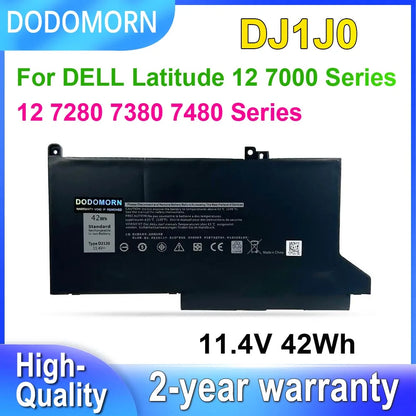 FOR DELL Latitude 12 7000 7280 7380 7480 Series Laptop Battery Replacement DJ1J0 DJ1JO 0NF0H ONFOH PGFX4 11.4V 42Wh DODOMORN