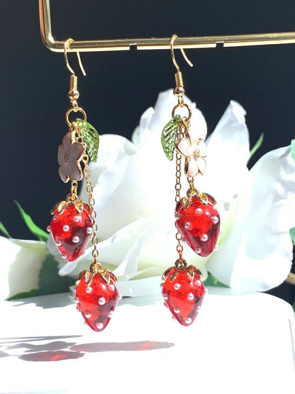 Strawberry earrings /Fruit earrings/ Pendant earrings/Food earrings/ Fun earrings/ gift for her