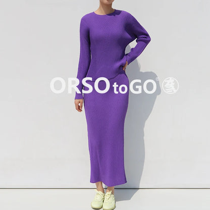 Miyake Pleated Fish Scale Folded Skirt Women Spring Summer Korean Fashion Causal Elegant High Waist Side Split Straight Skirt