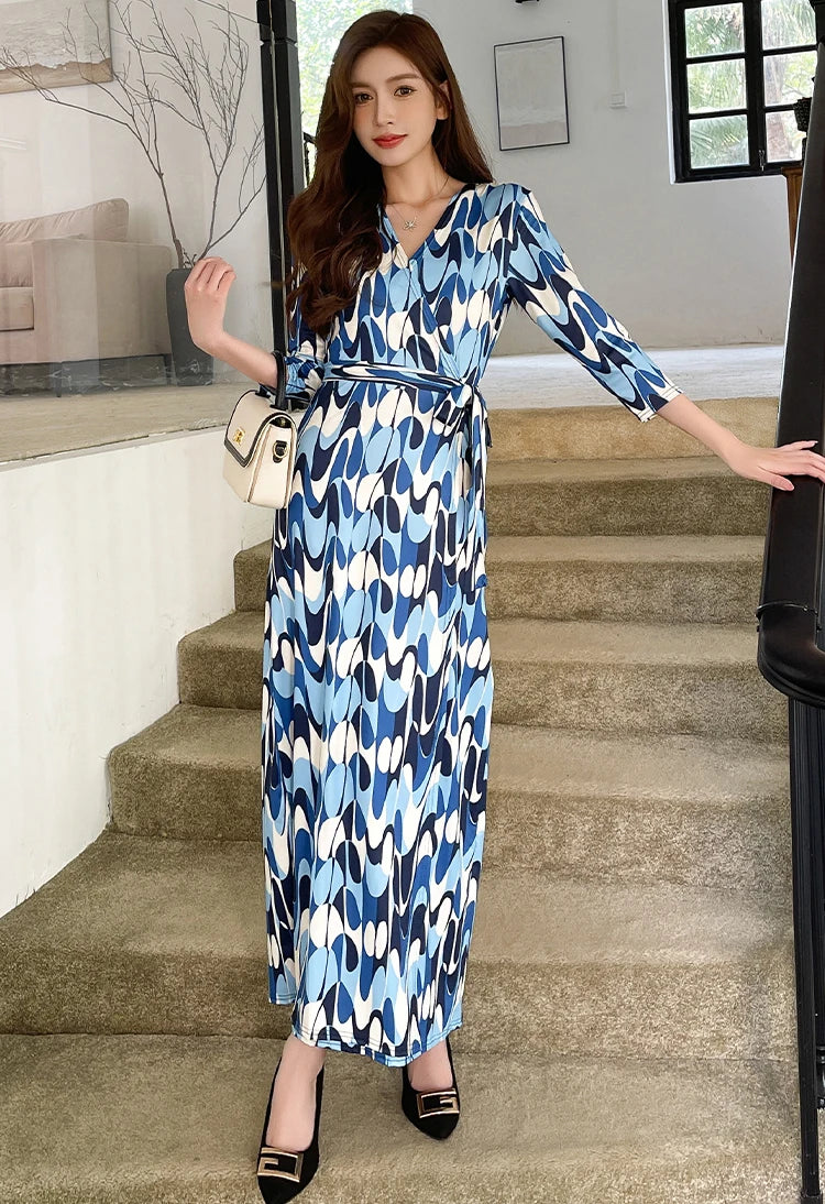 ZAROY Women Wrap Long Dress Summer Sexy V Neck Side Split Party Club Dress Chic Streetwear Elegant Evening Slim Beach Vestidos