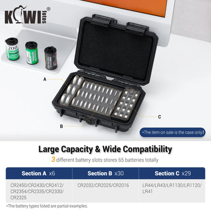 65 Slots Coin Cell Battery Case for CR2450/CR2430/CR2412/CR2354/CR2335/CR2330/CR2325/CR2032/CR2025/CR2016/ LR44/LR43/LR1130