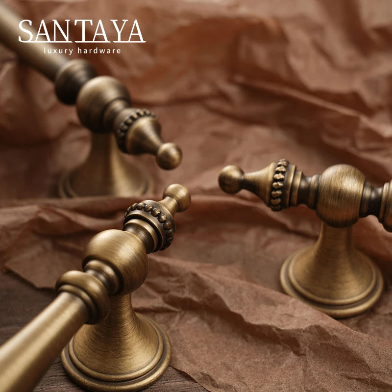 Santaya Bronze Solid Antique Brass Cabinet Handles Wardrobe Pull Cupboard Door Knob Kitchen Cabinet Handles Bronze Pulls