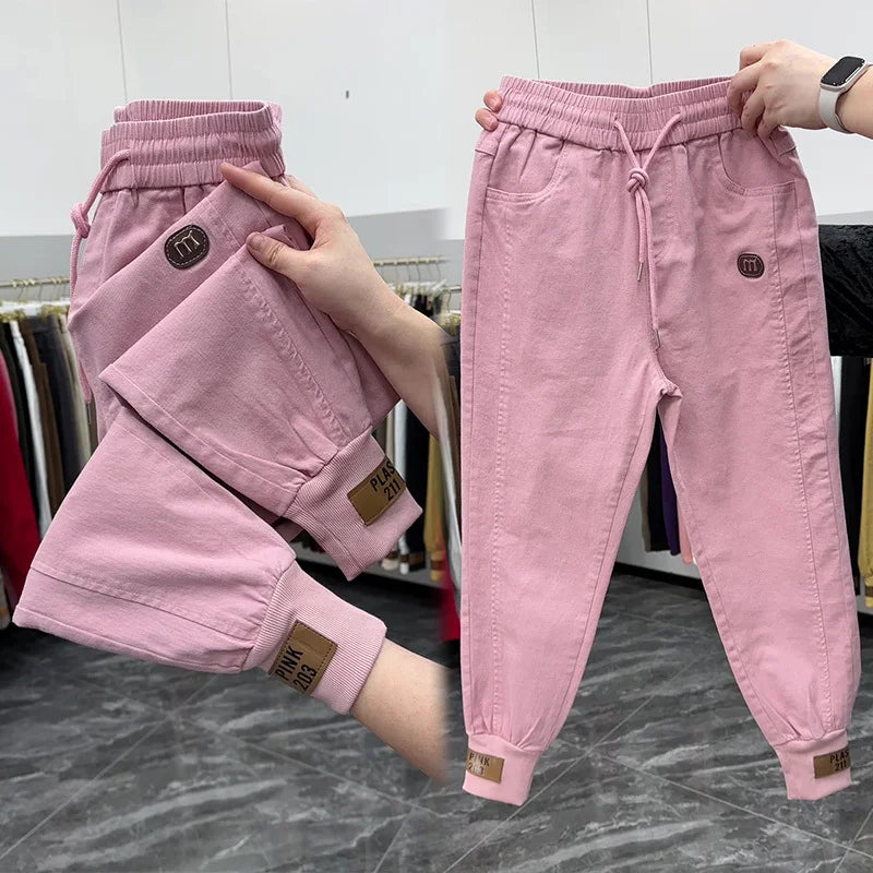 Top quality Autumn Spring Women Pants 2024 New Cotton Jeans Pants Elastic Waist Harem Pants Casual Sports Trousers Female