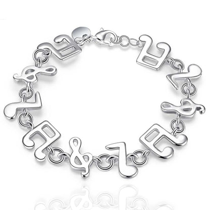Hot Fine Musical Note Chain 925 Color Silver Bracelets for Women Wedding Party Girl Student Christmas Gifts Fashion Jewelry