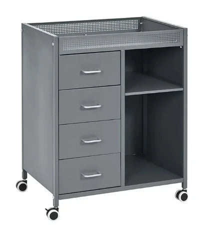 Home Office Open Storage Shelves 4 Drawer File Storage Cabinet Mobile Lateral Filing Cabinet Printer Stand Storage Trolley