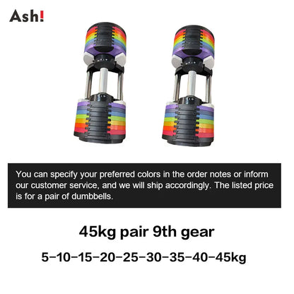 Multi-Color Adjustable Dumbbell Set, 2KG(5LB) or 4KG(9LB) Increment, Up to 50KG(110LB), Fast Adjustable Dumbbells for Home Gym