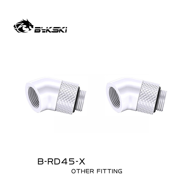 BYKSKI 2pcs G1/4'' 90 Degree /45 Degree Rotary Compression Fitting /for Water Cooling Adaptors Copper Metal Connector B-RD90-X