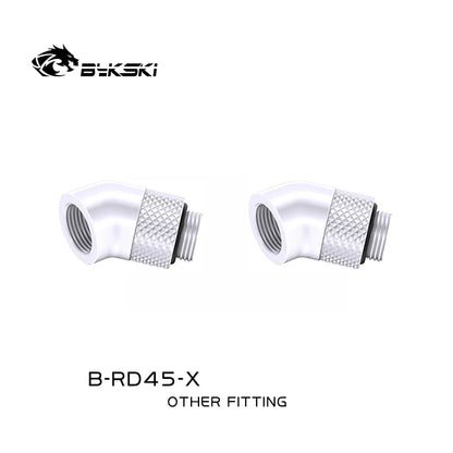 BYKSKI 2pcs G1/4'' 90 Degree /45 Degree Rotary Compression Fitting /for Water Cooling Adaptors Copper Metal Connector B-RD90-X