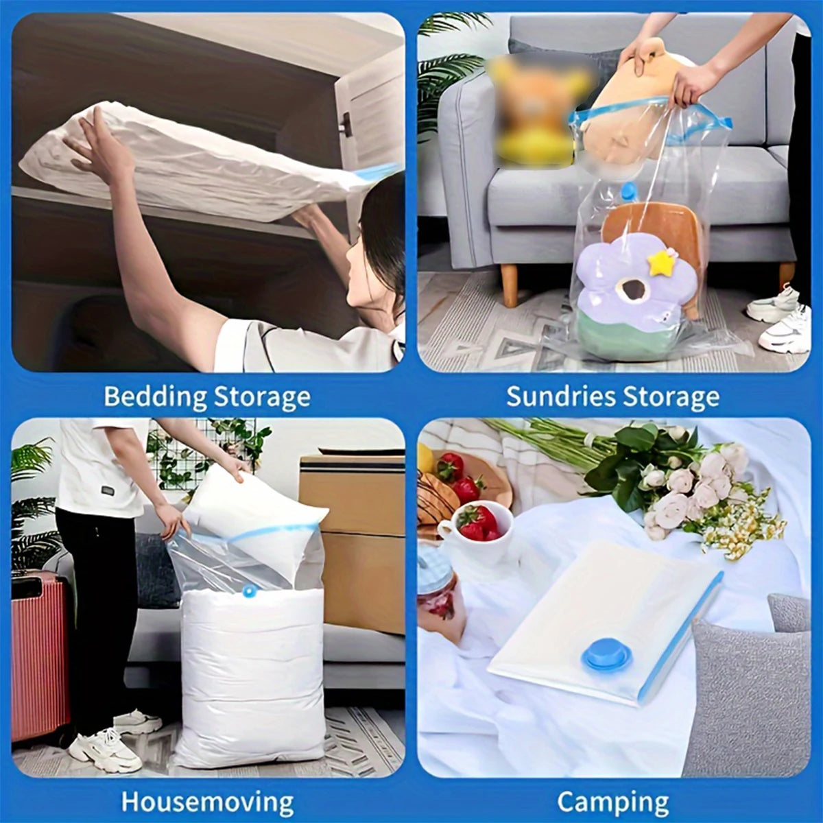 Vacuum Storage Bag With 1 Hand Pump, Portable Plastic Travel Bag Clothes Storage Bag, For Blankets, Bedding, Clothes, Quilts, Du