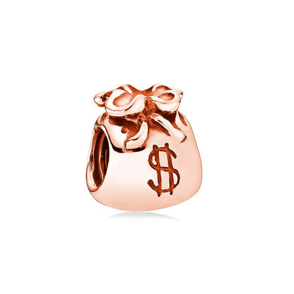 Rose Gold Plated Charms for Bracelet DIY Jewelry Making Heart Flower Strawberry Butterfly Paw Print CZ Pendant Beads Women Gift