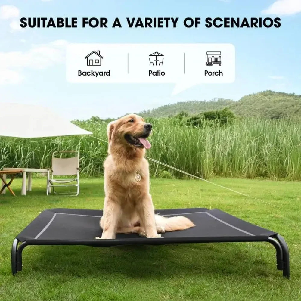 Elevated Dog Bed for Large Dogs Cooling Pet Cot Breathable Mesh Durable Frame Easy Clean Raised Pet Bed Indoor Outdoor Home