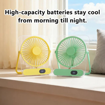 Lenovo Foldable Table Fan for Home Rooms Compact Mini Portable Digital Display 199-Speed Stepless Adjustment USB-Rechargeable