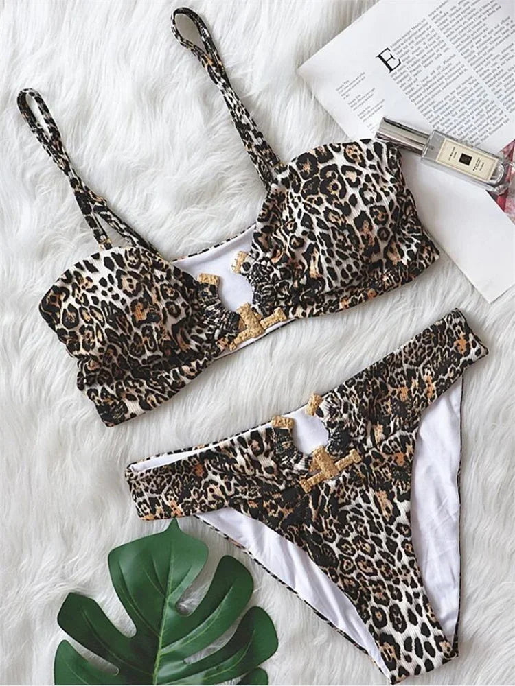 Sexy Black Bikini 2025 Women Bandeau High Cut Push Up Padded Luxury Solid Rhinestone Swimwear Brazilian Bathing Suit Swimsuit