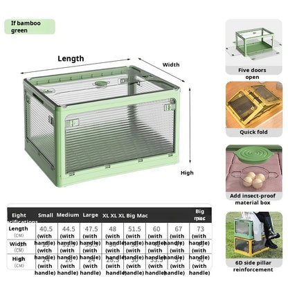 Foldable Book Storage Box, Large Capacity Transparent Plastic Storage Bin with Pull Ring Design, Easy to Open Lid, Space-Saving