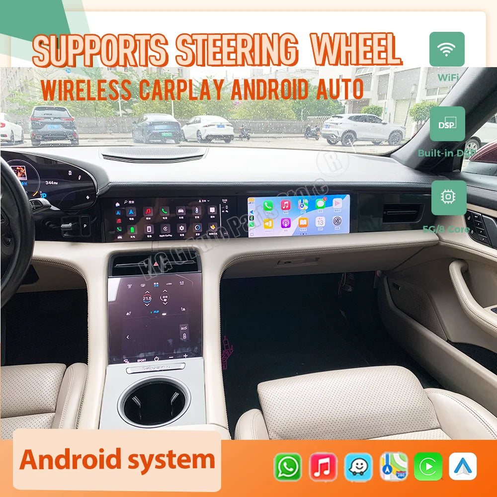 Android 13.0 GPS Navigation Carplay For Porsche Taycan 2019-2025 Car Radio Passenger Co-pilot Screen Multimedia Player Head Unit