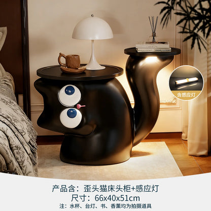 Cat Modern Coffee Side Table Black Designer Cute Nordic Funky Minimalist Small Table Space Saving Corner Living Room Furniture