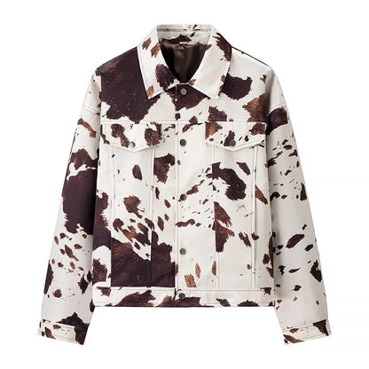 Cross-Border Best-Selling Women's Printed Collar Jacket Shirt Outerwear Full Sleeve Regular Type from Mainland China