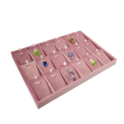 Pink Velvet Jewelry Organizer Trays Earrings Rings Holder Stud Ear Watch Bangle Storage Tray Jewelry Counter Jewelry Display