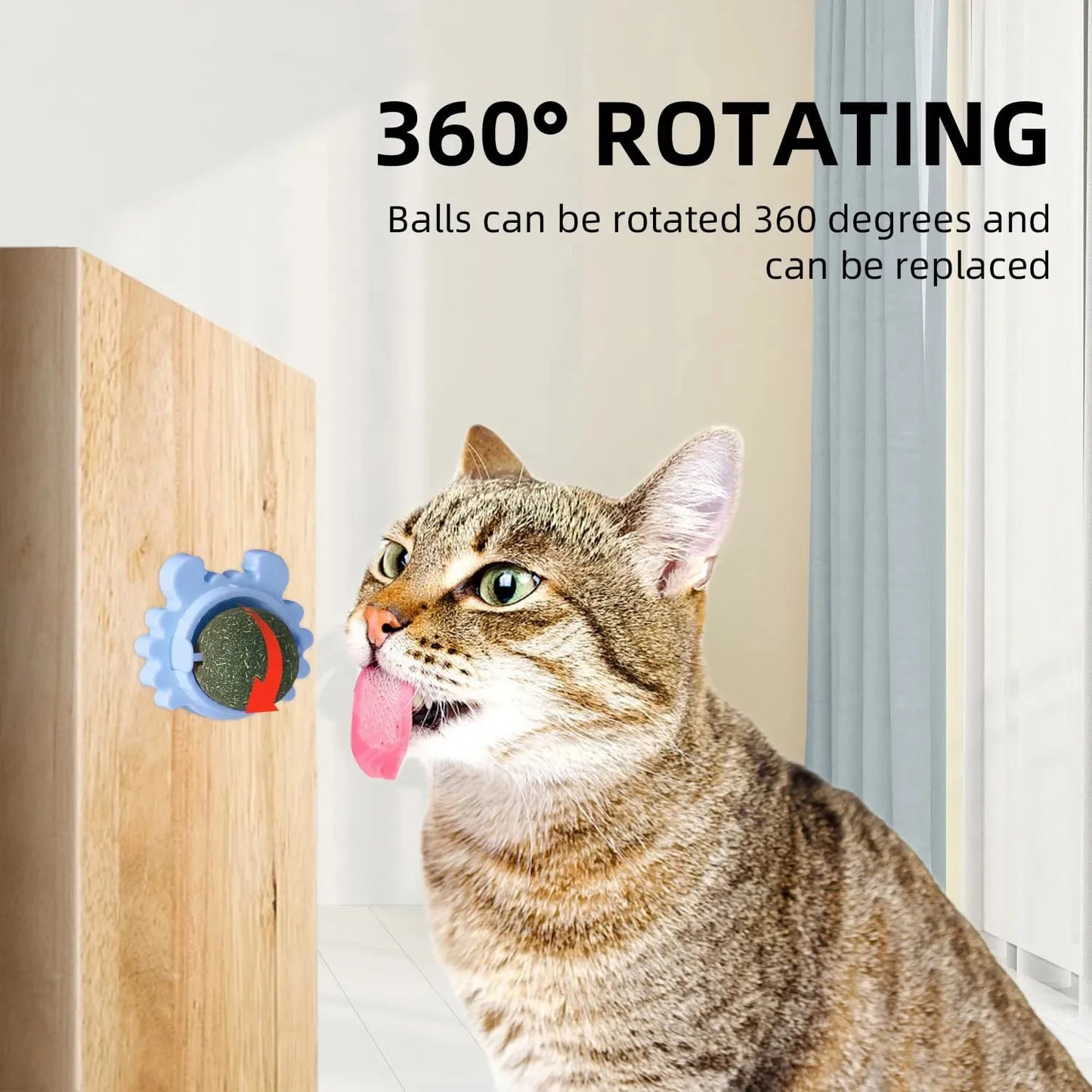 Natural Catnip Cat Wall Stick-on Ball Toy Scratchers Treats Healthy Natural Removes Balls to Promote Digestion Cat Pet Supplies