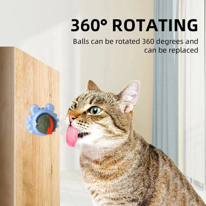 Natural Catnip Cat Wall Stick-on Ball Toy Scratchers Treats Healthy Natural Removes Balls to Promote Digestion Cat Pet Supplies