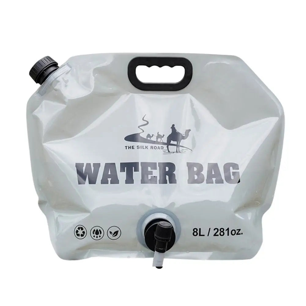 Camping Foldable Water Bag with Bottle Tap 8L Outdoor Hiking Water Bucket Bag Large Capacity Water Container Camping Supplies