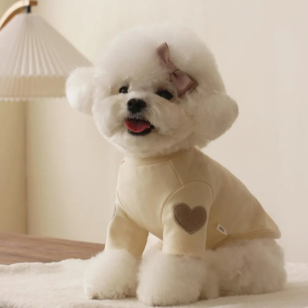 New Winter Warm Gift Pet Dog Clothes Bear Teddy Cute Love Puppy Clothing Base Shirt Designer Cat Pet Warm Clothes