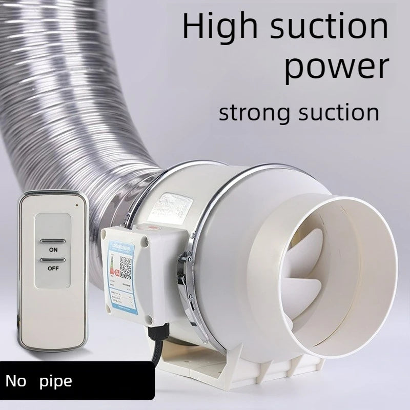 4/5/6 Inch Remote Control Exhaust Fan Silent Inline Pipe Duct Fan Extractor Air Ventilation Blower Kitchen Toilet Wall Booster