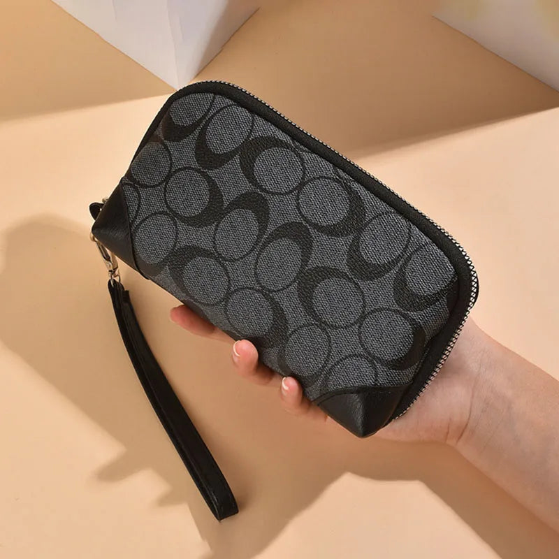 Elegant Floral Print Large Capacity Long Wallet for Women Double Zipper Handbag with Wrist Strap Mobile Phone Storage 2026 Ne...