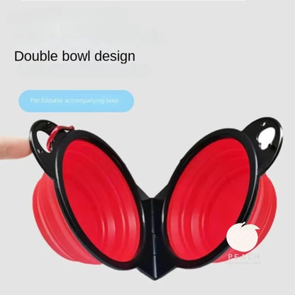 Portable Foldable 2-in-1 Dual Bowl for Dogs & Cats – Travel Food & Water Bowl, Outdoor Pet Must-Have