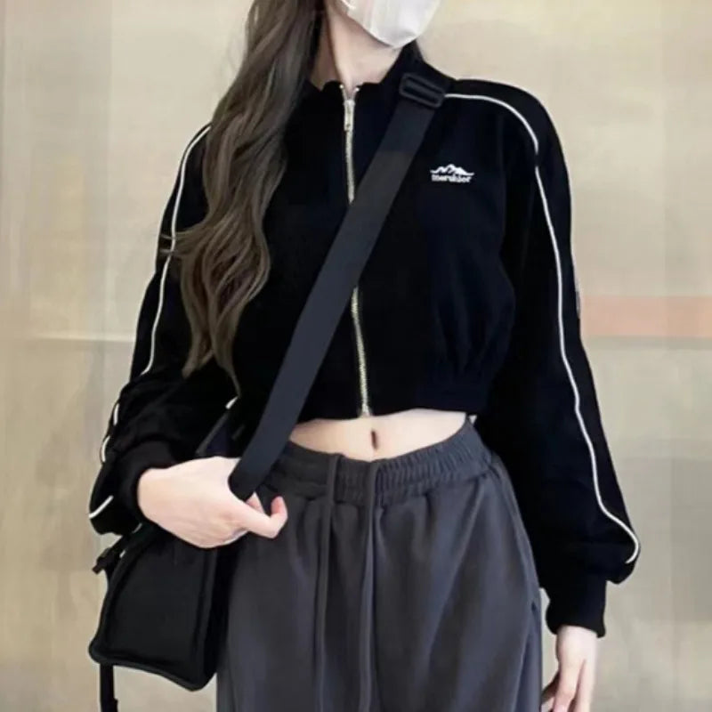 Cool Jackets for Women Spring Autumn Long Sleeve All-match Stand Collar Young Girls Fashion College Korean Style Ins Vintage