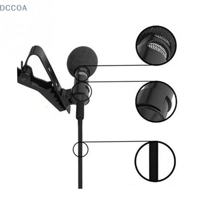 3.5mm Jack Lavalier Tie Clip Lecture Microphones Mini Audio Mic for Camera Computer Phone
