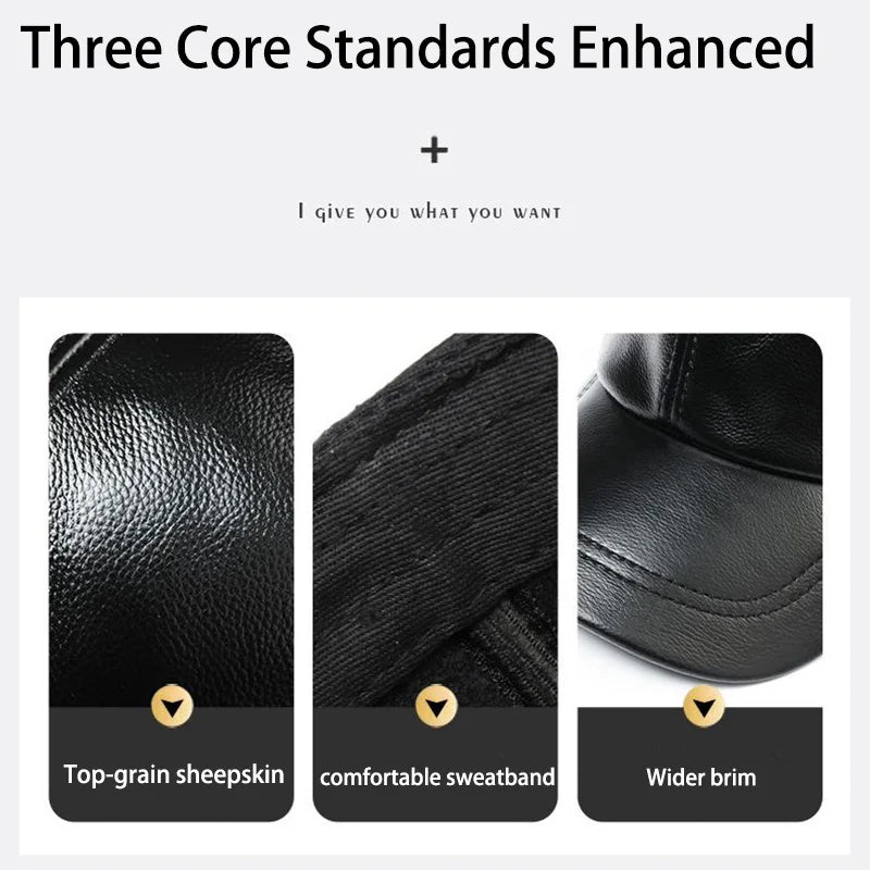 Leather Hats for Men Adjustable Head Circumference Thin Spring Autumn Style Middle-Aged And Elderly Caps