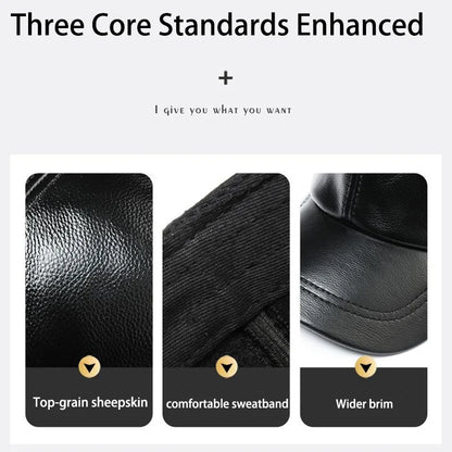 Leather Hats for Men Adjustable Head Circumference Thin Spring Autumn Style Middle-Aged And Elderly Caps