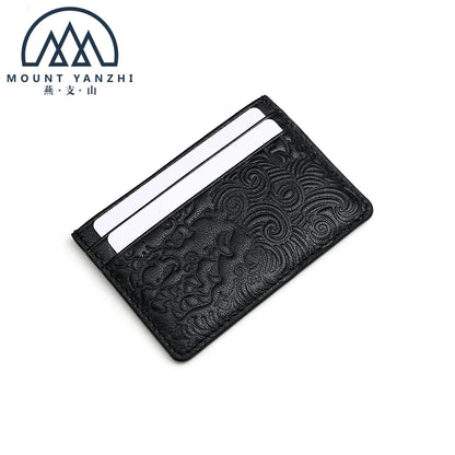 Ultra-Thin Genuine Leather Coin Purse Men's Wallet Simple Lion Embossed Design Women's Bus Card Holder Customizable Logo