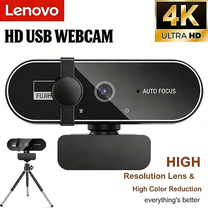 Lenovo 4k Hd Mini Webcam With Microphone Full Hd 2k Webcam Autofocus Usb Webcam For Auto Focus Pc Laptop Video Shooting Camera