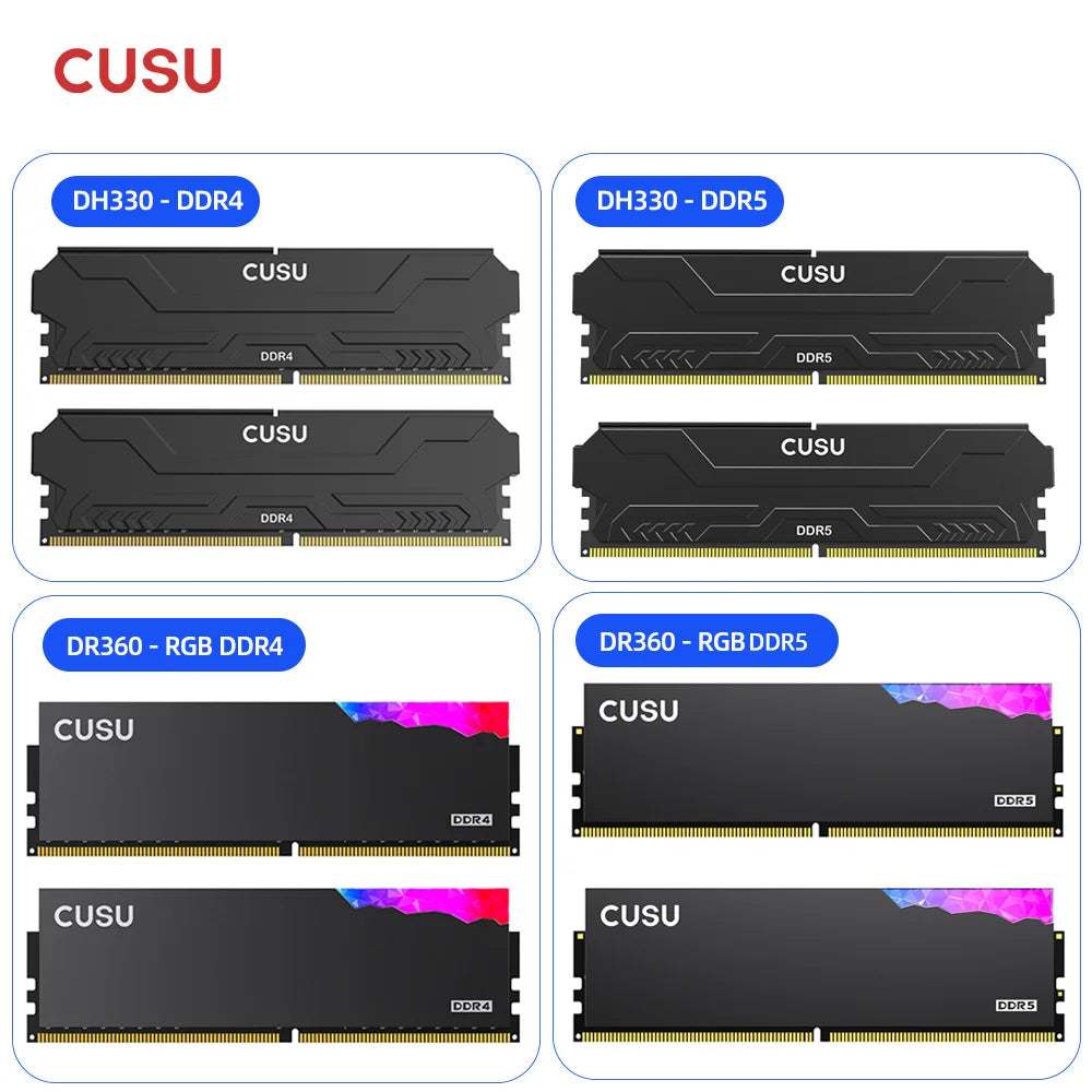 CUSU Memoria Ram RGB RAM ddr4 8GBx2 16GBx2 3200MHz 3600MHz ddr4 ram 1.35V Dual Channel UDIMM Desktop Memory