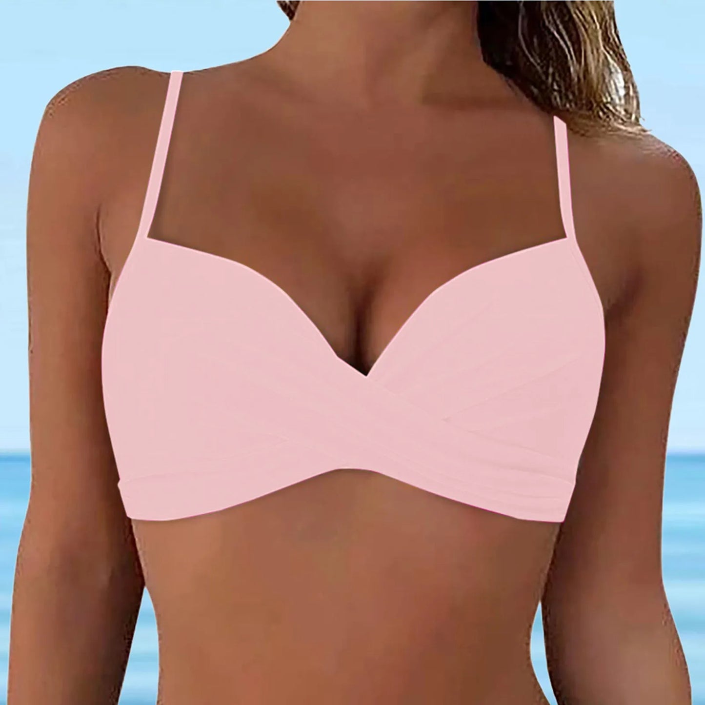Women Lace Up Swimwear Tops Underwire Full Coverage Bikini Top Push Up Swim Crop Top Tie Back Matching Men And Women Swimsuits