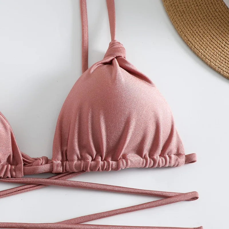 2024 Luxury Bikini Set Women Sexy Swimsuit High Cut Bandage Bikini Set Bathing Suit With Tassels Summer Brazilian Biquini