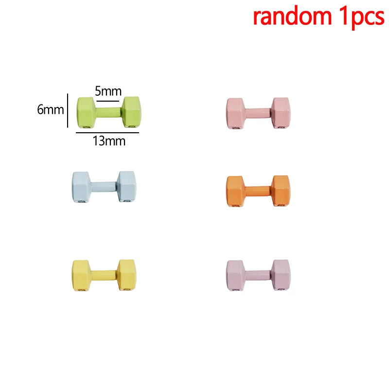 [JN] 1Pcs 1/12 Dollhouse Miniature Barbell Dumbbells Fitness Gym Mini Dumbbells Model Toys Weights Lifting Equipment Accessories