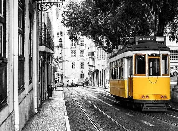 Black and White Europe Landscape Picture Home Decor Nordic Canvas Painting Wall Art Yellow Scenery Posters for Living Room Decor