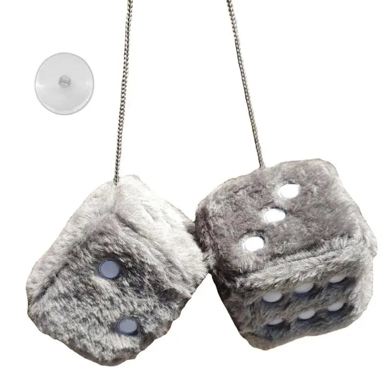 Fuzzy for Car Mirror Hanging Mirror Plush Pair Car Interior Decoration