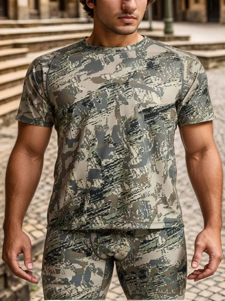 Summer Men's quick-drying printed camo hunting short sleeve T-shirt hunting wear