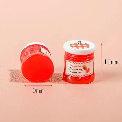 10Pcs Cute Strawberry Orange Jam Jar Resin Charms Pendants for Jewelry Making DIY Earring Keychain Decoration Accessories