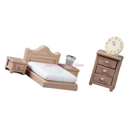 R6FD Dollhouses Living Room Furniture Sofa Set with Coffee Cup and Table Display Props