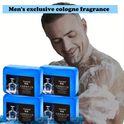 2PCS men's cologne soap, three in one for washing hair, face, and bath, cleanses and bathes the whole body, moisturizes