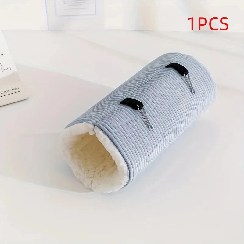 Pet Plush Tunnel Bed Soft Corduroy Cat Dog Cave Bed Foldable Pet Hideout Bed with Safety Pins for Small Pets