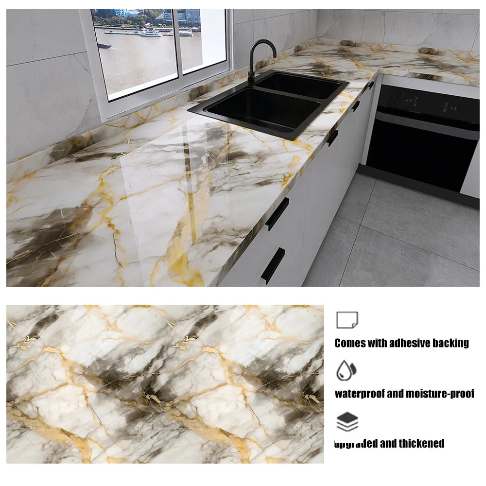 Tile Stickers Waterproof and Oil-proof Kitchen High Temperature Resistant Renovation Self-adhesive Cabinet Countertop Wallpaper